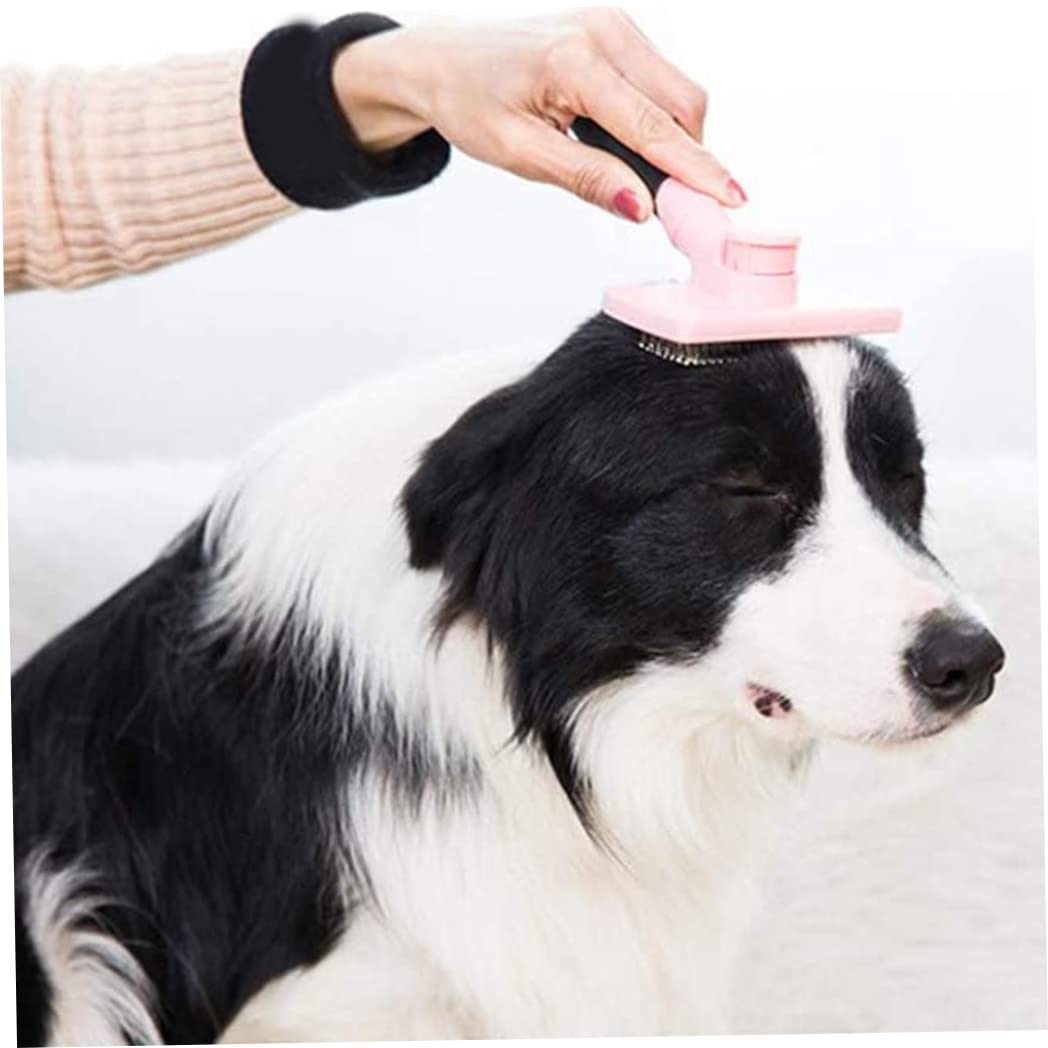 Cepillo para perros y gatos para arrojar cepillo autolimpiador para perros pequeños y medianos Cepillo para el cuidado de mascotas para pelo largo y corto Mango de agarre suave Suministros para perros