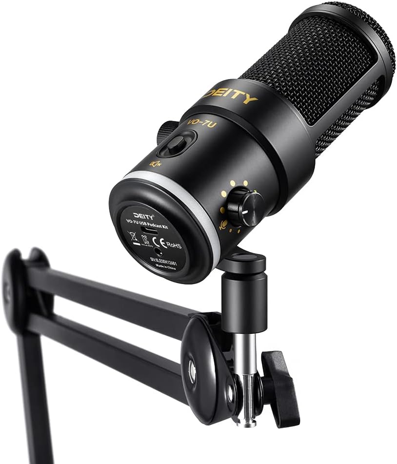 Deity VO-7U Boom Arm Kit USB Dynamic Podcast Microphone with RGB Lights for Game Podcast Stream YouTube (Black)