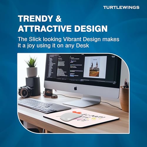 Image of TURTLEWINGS | Mousepad | Inspirational Quote Mousepad - 22x18 cm, 3mm Thick | Abstract Design Non-Slip Rubber Base | Office, Study & Gaming Use | Premium Smooth Surface 24