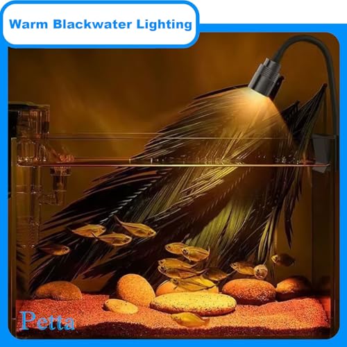 Image of Clip On Aquarium Light with Timer for 1-3 Gallon Fish Tank, Warm Natural Light for Blackwater & South American Style Tanks, USB Adjustable Brightness Nano LED for Betta & Shrimp, PA361-4