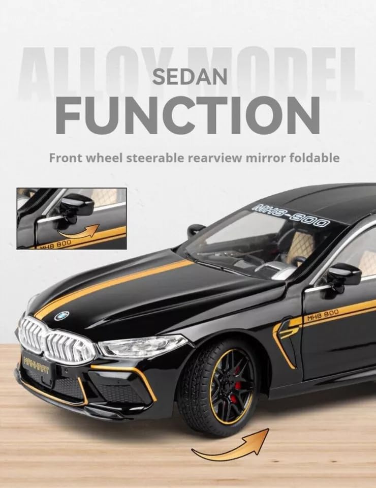 Image of WORSHIPER Compatible with 1 /24 B-M-W M8 Toy Car, Alloy Diecast Race Collectible Pull Back Model Car with Sound and Light Toy Vehicle for Boys Gift [Multicolor]