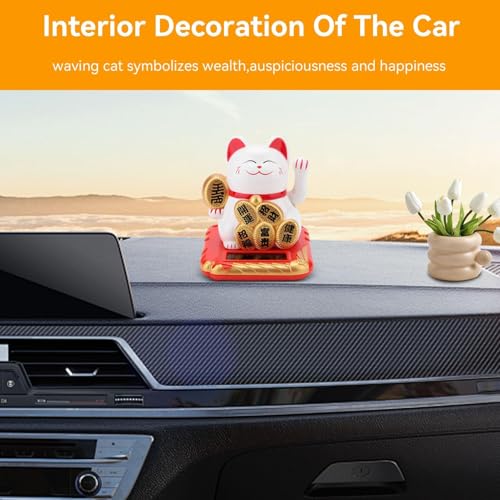 Chinese Lucky Cat, Winkekatze Chinese Waving Cat Solar Powered Waving Cat, Winkekatze Solarbetriebene Waving Arm Lucky Cat Waving Chinese Cat Waving Arm Fortune Wealth Welcoming Cat Home Car Decor