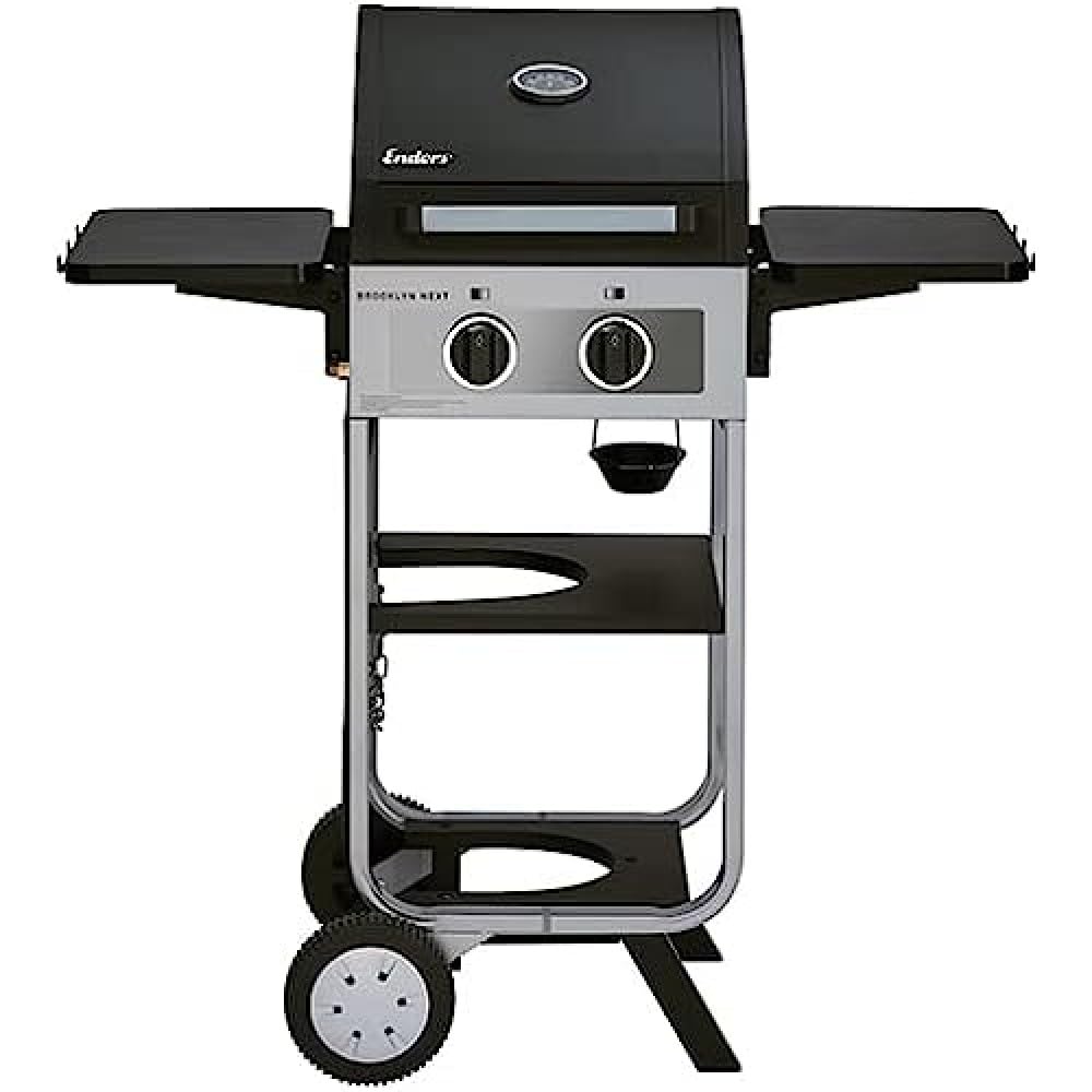 Enders Gas Grill Brooklyn Next 2 - Pequeño - 2 Fuegos de Acero Inoxidable - con termómetro y portabotellas - Placa de Acero Inoxidable - para balcón y Exterior #86456
