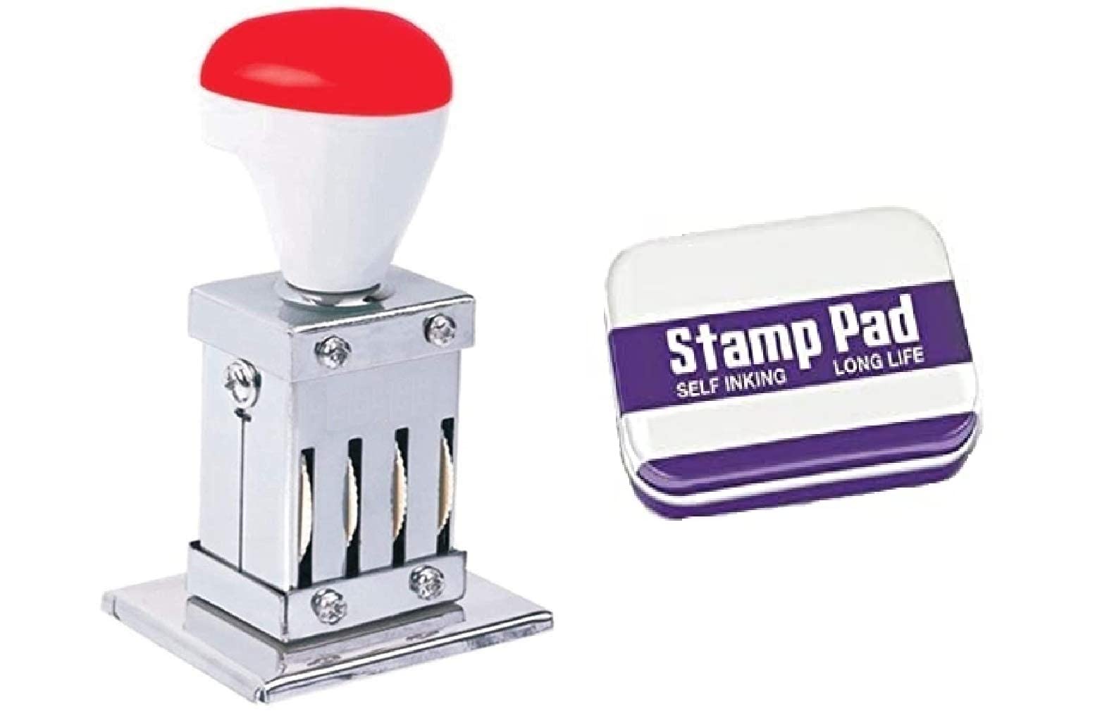 Dinojames Stainless Steel Bank Dater Rubber Stamp (60x50mm) Adjustable Date Font Size - 4mm with Stamp Pad Year Range (2018 to 2029)
