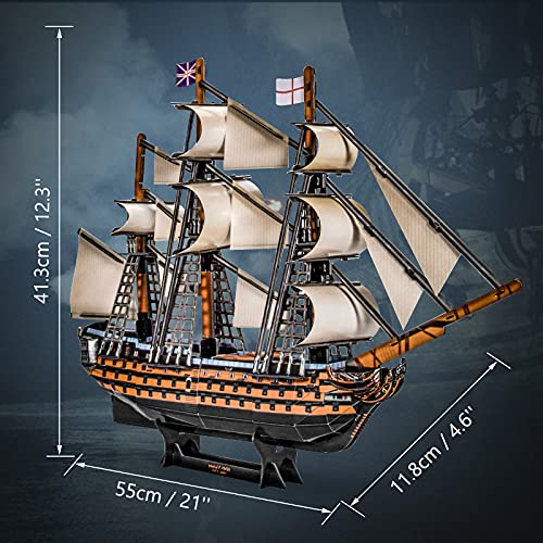 Fanbusa 3D Led Puzzle Model Ship For Men Women, Vessel Model Kit For Adults To Build, Decoration Sailboat Puzzle With Lights, Large Model Pirate Ship Kits Watercraft Family Puzzle For Adults Kids #TOP5