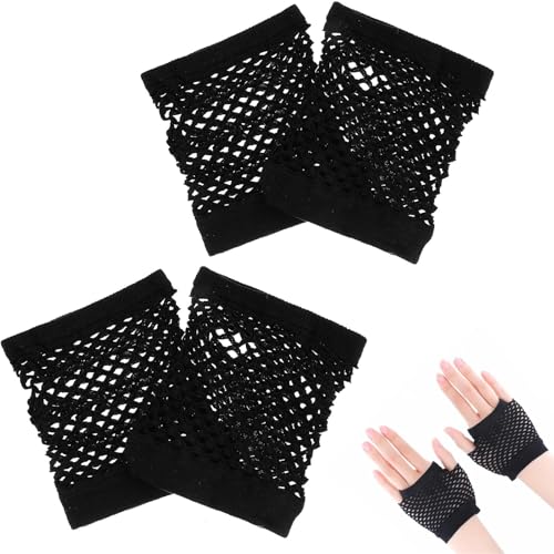 Guantes de malla negros góticos sin dedos para lucir en discotecas