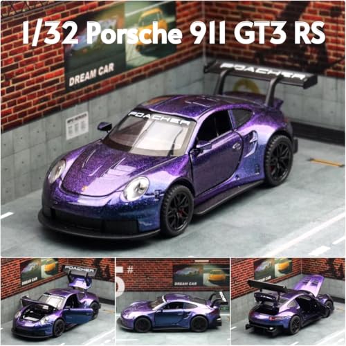 Image of 1:32 Porche 911 GT3 RS Diecast Metal Pull Back Car - 4 Openable Doors with Sound & Light | Perfect Toy & Gift for Kids 【Colors as Per Stock】
