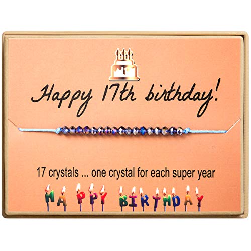 Kgbncie Happy 17 Year Old Gifts For Girls Crystal Bead Bracelet For 17Th Birthday Gift Adjustable Jewelry For Her #TOP29