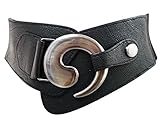 Damen Gürtel in Schwarz eloModa Damen Taille Stretchgürtel Breiter Hüftgürtel Gürtel 75-95 cm 08G