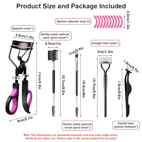 Image of MAYCREATE Eyelash Curler Kit with 10 Silicone Refill Pads, Eyebrow Brush