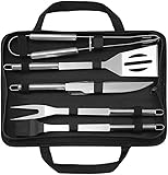 Kit Jogo Faqueiro Para Churrasco 5 Peças Inox Com Bolsa Para Guardar