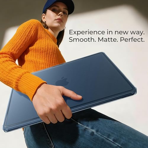 Image of EooCoo Compatible for MacBook Air 13 inch Case M5 M4 M3 M2 2026 2025-2022, Crack-resistant Corners,True-to-Device Matte Texture,Hard Shell Laptop Cover for 13.6 inch A3449 A3240 A3113 A2681, Midnight Blue