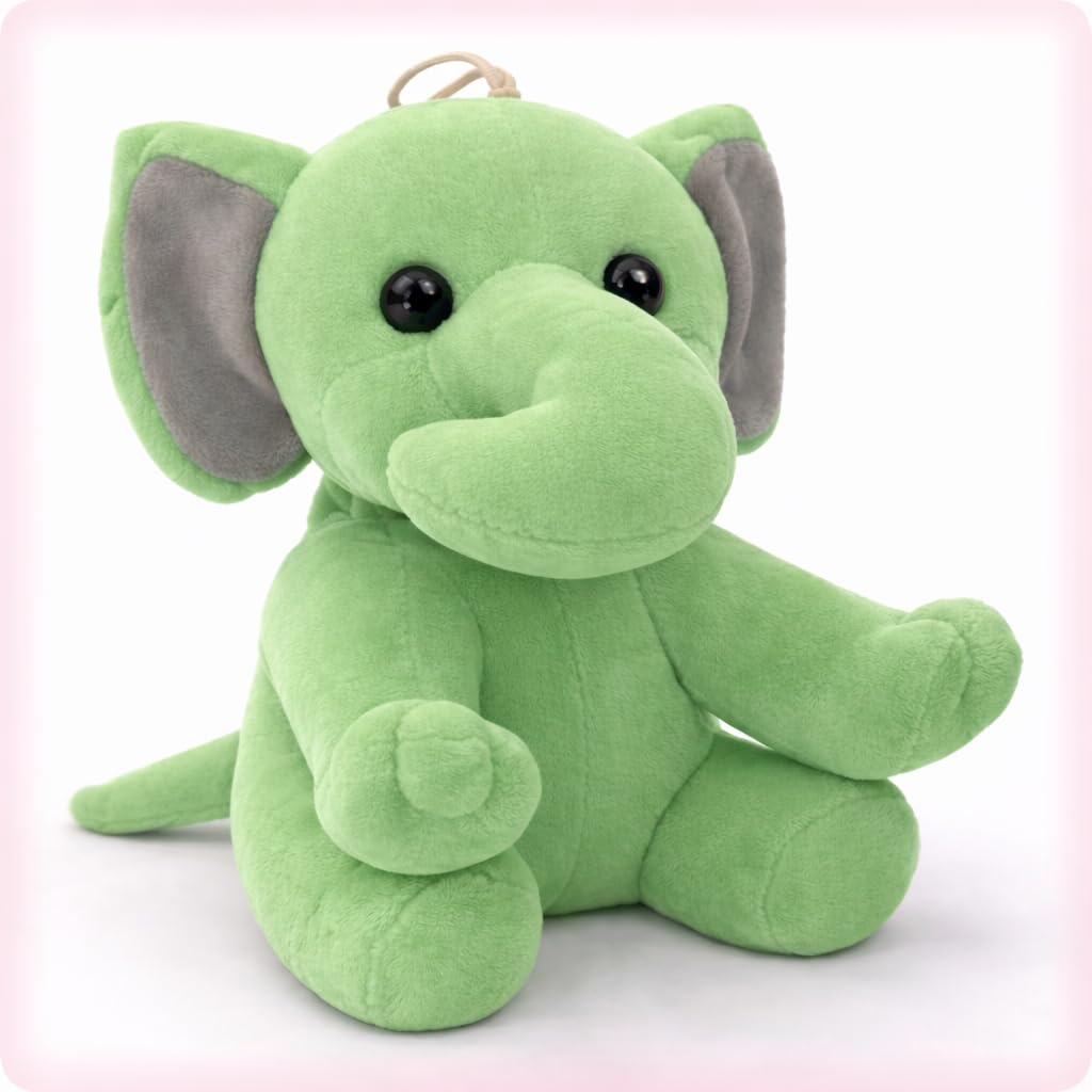 Elephant Soft Toy Plush for Kids | Soft Premium Fabric | 17 cm Stuffed Animal for Babies & Toddlers (Green)-image-43