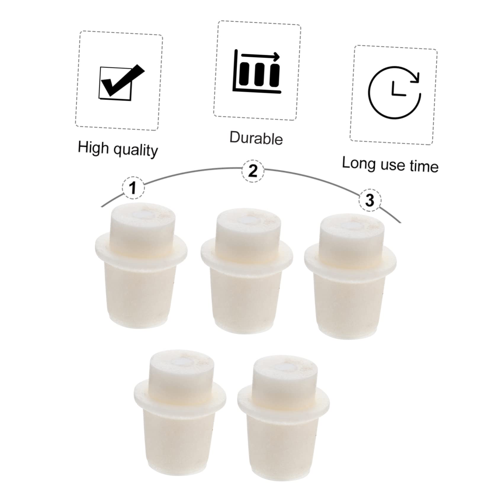 ULTECHNOVO 5 Pezzi Tappo Bottiglia in Silicone Beige, Tappo di Tenuta Resistente al Freddo e Non Corrosivo, Forma Rotonda per Provetta e Laboratorio