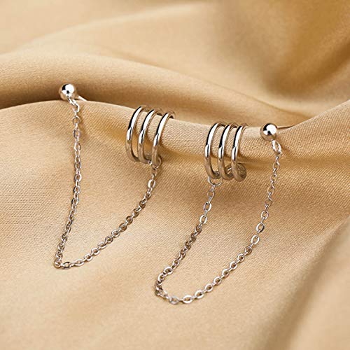 SLUYNZ 925 Sterling Silver Cuff Earrings Chain for Women Crawler Earrings Studs3