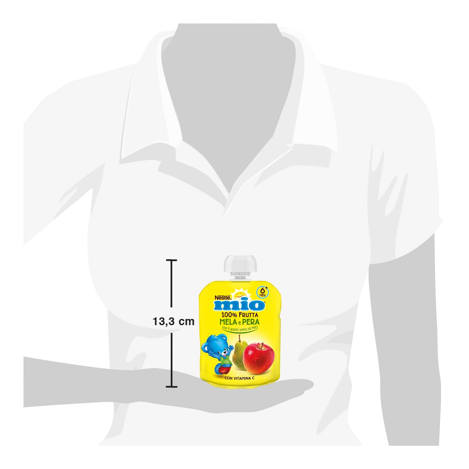 NESTLÉ MIO Merenda 100% Frutta Pera e Mela da spremere, 16 Pouch da 90ml (1,44L)