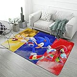 Super Anime So.nic Area Rug，The Hed-gehog Cool Kid Room Non Slip Area Rug，3X5Ft Washable Large Carpet Non Skid，for Boy Girls Bedroom Living Room Decor Carpewt 60X39In
