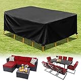 [Cubierta rectangular para muebles de exterior]: 230 * 146 * 69 cm, la cubierta del juego de muebles de patio se adapta al juego de mesa de comedor de patio rectangular, redonda y ovalada con 6-8 sillas, también es adecuado para el juego de sofás seccionales de exterior de 4-5 asientos. Nota: La cobertura depende del tamaño de los muebles, especialmente de la forma y profundidad de las sillas. Por favor, mida cuidadosamente antes de comprar.