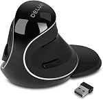 DELUX Rechargeable Ergonomic Mouse Wireless, 4000DPI Reduce Wrist and Hand Pain Vertical Mouse with USB Receiver and BT1 + BT2, 6 Buttons and Removable Palm Rest(M618PD-Black)