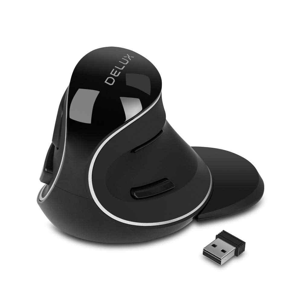 DELUX Ergonomic Vertical Mouse Wireless Ergo Mouse for Large Hands 2 4G Connection Silent Clicks Up to 1600