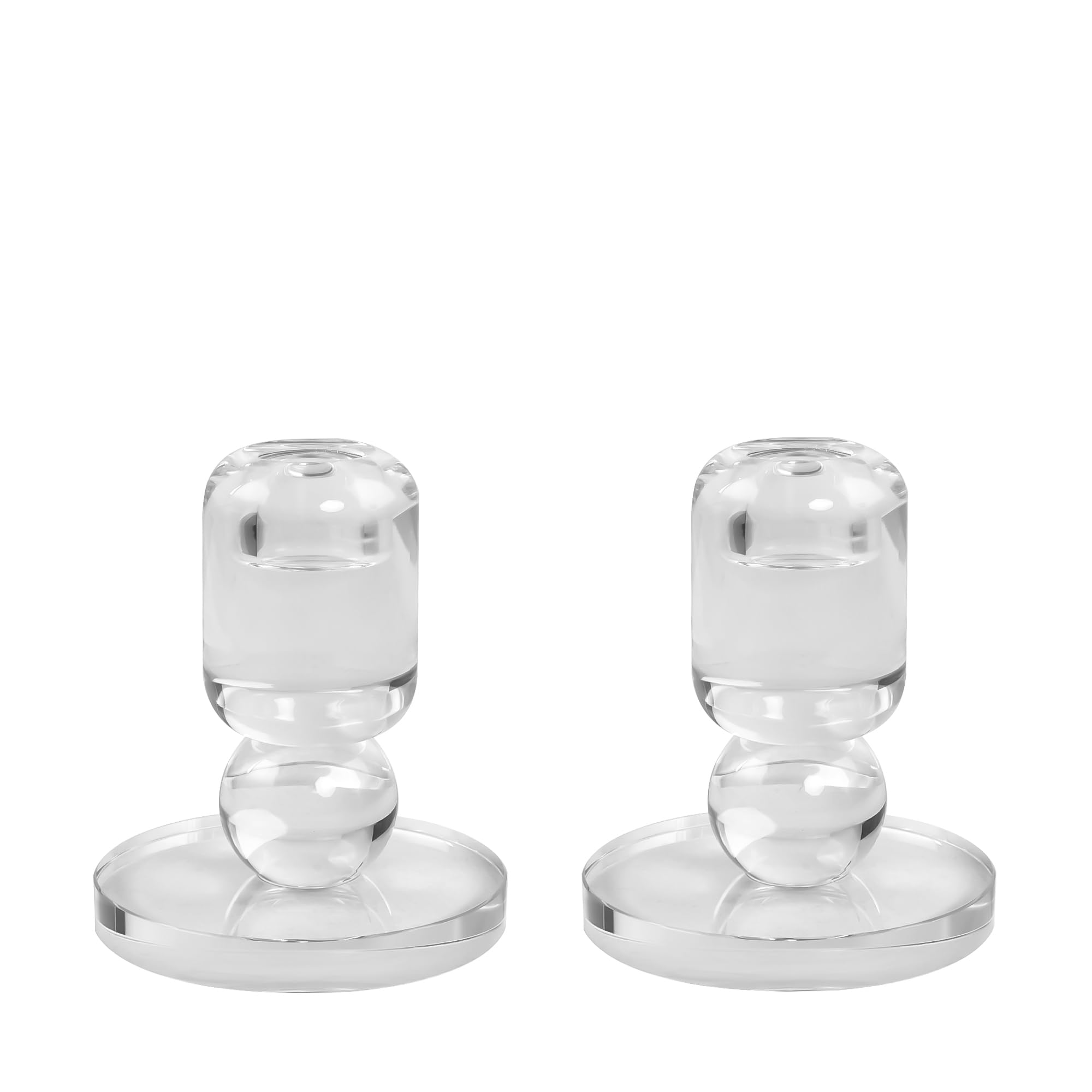 Kitcom Crystal Taper Candle Holders Hand Cut Crystal Candlesticks Wedding Banquet Decorations W3.5 X H4 Inches Pack of 2, Comes with Gifed Box