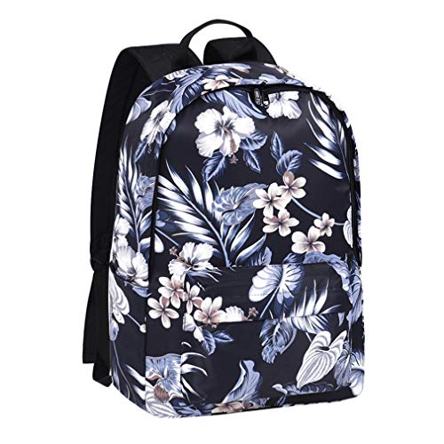 Womens Floral Backpack School Bookbag for Girls Lightweight Travel Daypack Black Flowers