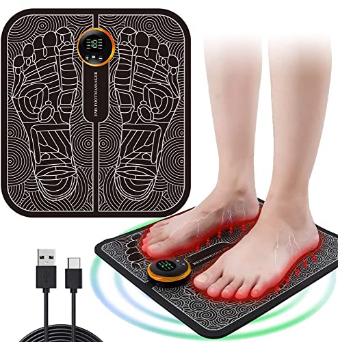 EMS Masseur de pieds électronique de réflexologie pour la douleur et la circulation, tapis de massage électrique portable pliable, machine de massage des jambes avec 9 modes, rechargeable par USB Cover