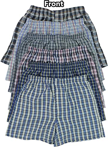 ToBeInStyle Men's Pack of 3 or 6 Button Fly Loose Fit Tartan Plaid Boxer Shorts4