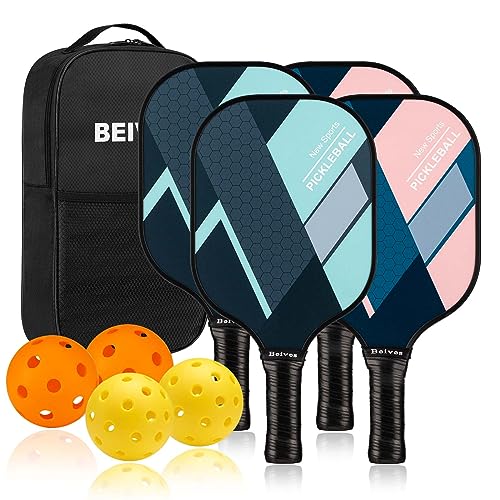 Image of Pickleball Paddles Set of 4, Fiberglass Rackets USAPA Approved