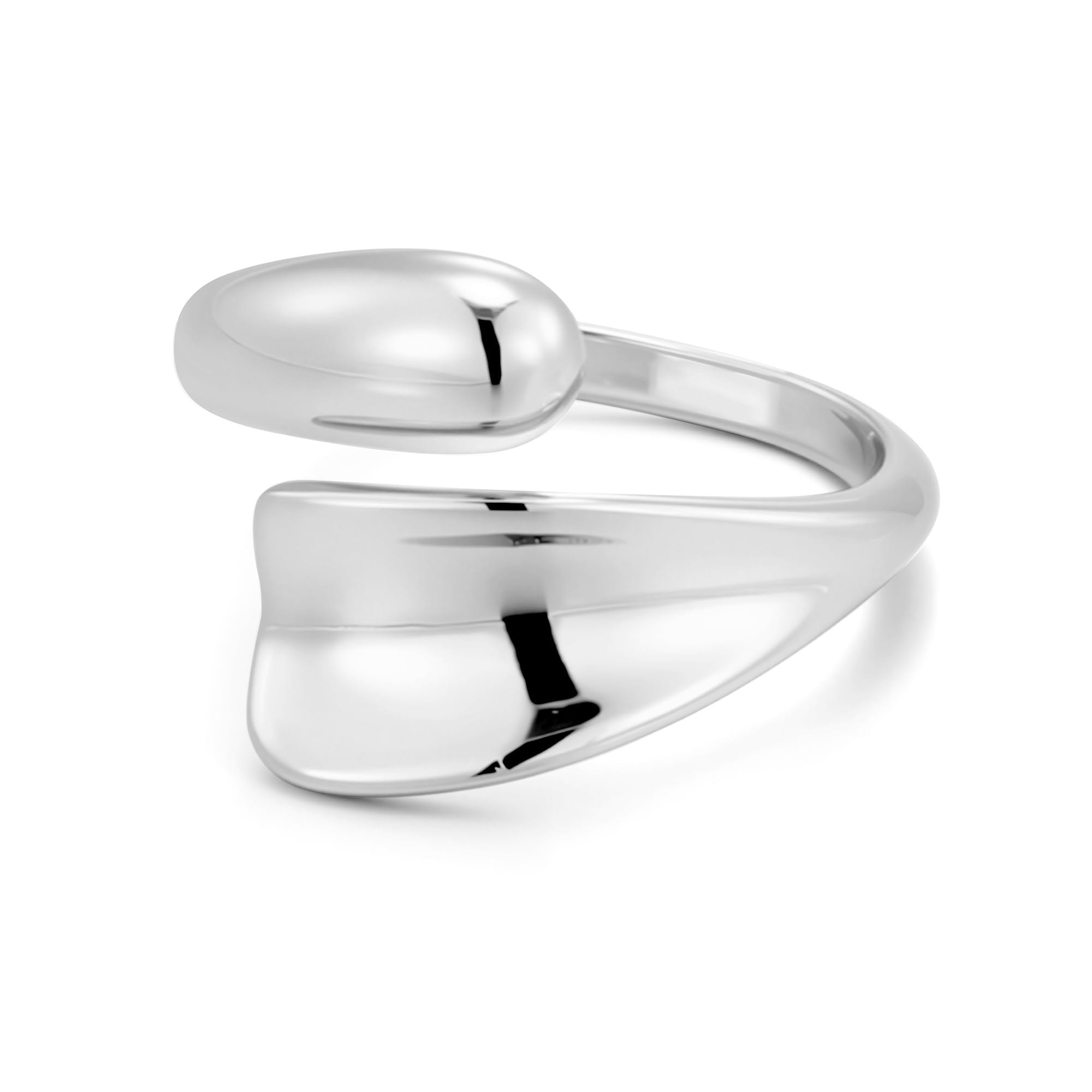 ALEXCRAFT Anelli Donna Argento Oro 14K Placcato a Forma Goccia Acciaio Inossidabile Chunky Mignolo Donna Anello Regolabile Donna