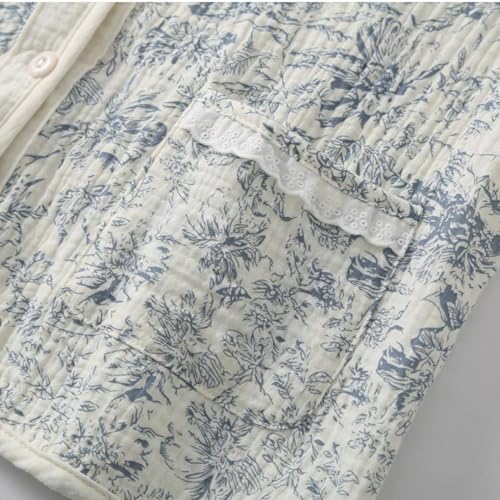 Netakara ダブルガーゼパジャマ レディース L ブルー