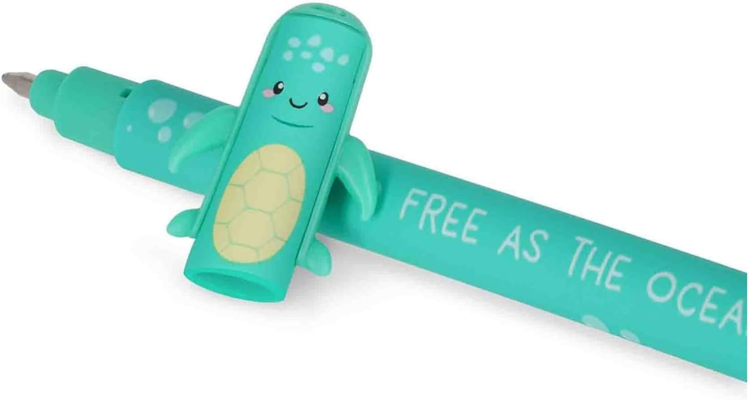 Generisch Stylos à encre gel effaçables, lot de 3, motifs marins (tortue, hippocampe, poisson-clown) – idéaux pour les enfants, les écoliers et l’école pour l’écriture et le dessin