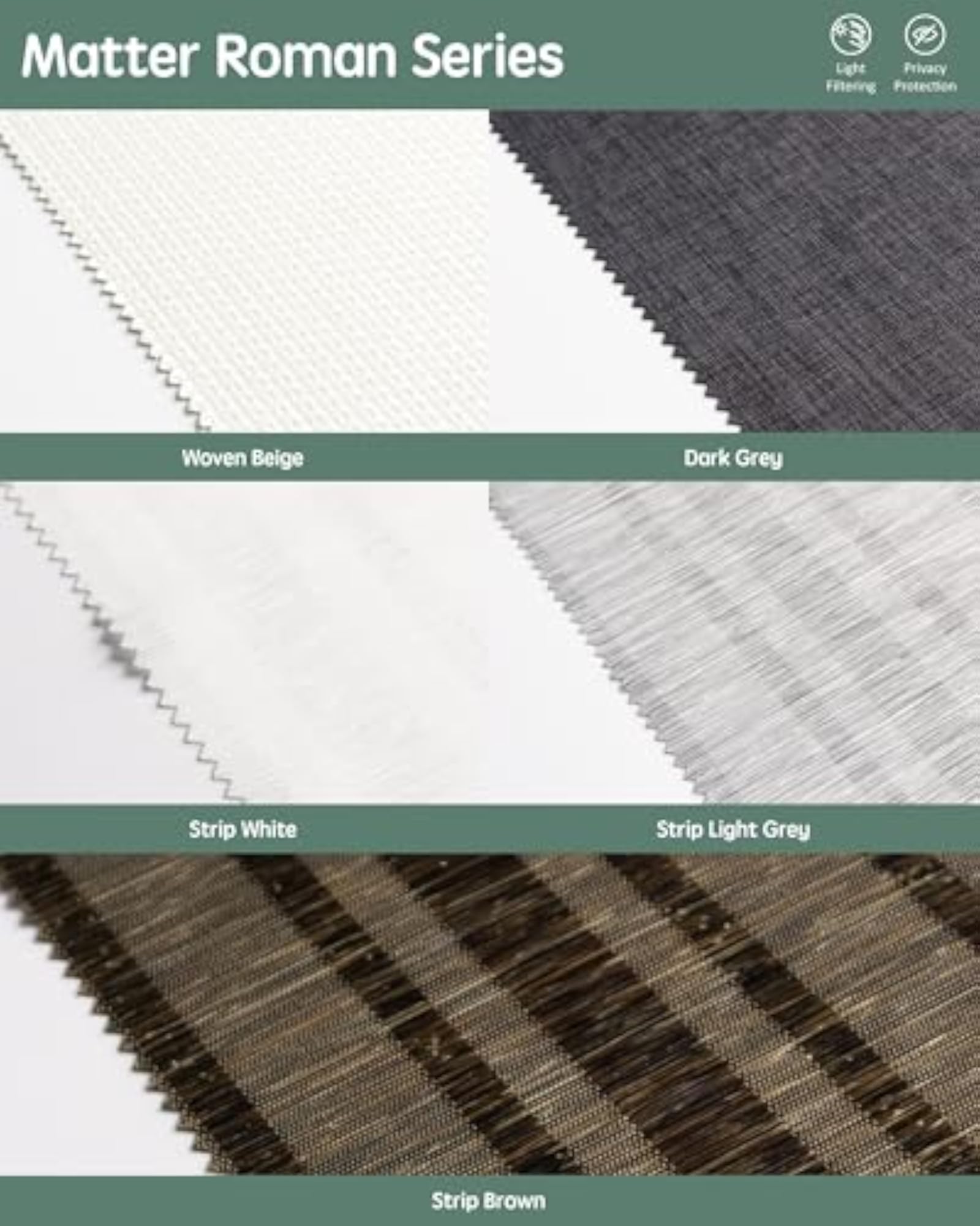 Smart Matter Roman Shades, Custom Fabric Samples
