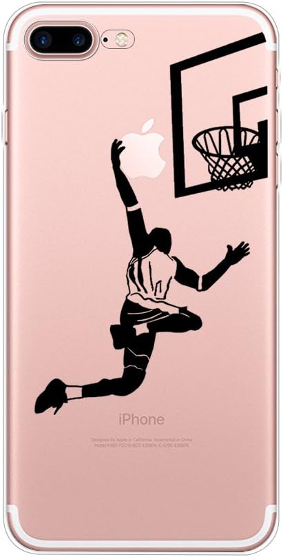 iPhone 7 Plus Case Basketball,Basketball for iPhone 7 Plus Case,Pattern Printed Clear Design Transparent for Boy,Personality Design Soft TPU Protective Phone Back Cover(5.5 Inch)