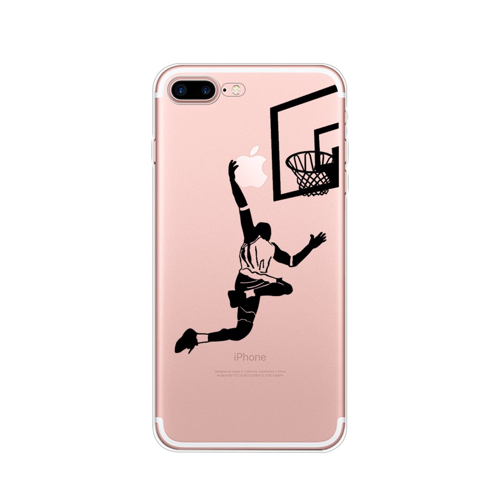 iPhone 7 Plus Case Basketball,Basketball for iPhone 7 Plus Case,Pattern Printed Clear Design Transparent for Boy,Personality Design Soft TPU Protective Phone Back Cover(5.5 Inch)