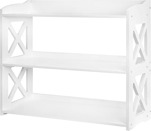 Miniatura 4 de YCICI Estantería blanca de madera natural, estantería de 4 niveles, estantes pequeños para libros independientes, estantes de exhibición y