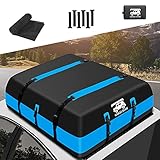 CARGO ROOF Rooftop Cargo Carrier, 15 Cubic Feet Soft-Shell Waterproof Roof Bag, Fits All Cars with/Without Rack, with Storage Bag, Anti-Slip Mat and 6 Door Hooks