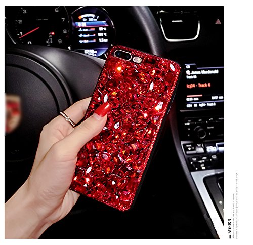 Black Lemon Phone Case For Iphone 7 Plus/Iphone 8 Plus Case For Womens And Girls Soft Silicone Iphone Cases Cover Cute Bling Rhinestones Glitter Diamond Hard Back Rubber Bumper Protective Case (Red) #TOP1