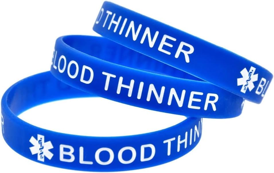 Lyndong 5 Pack Blood THINNER Silicone Medical Alert Emergency Bracelet Wristbands