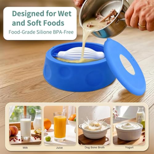 Gamelle à lécher pour chiens et chats en silicone avec boule rotative pour purée