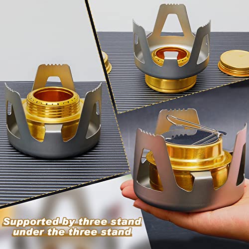 Mini Alcohol Stove For Backpacking Portable Efficient Alcohol Burner Lightweight Mini Camp Stove With Aluminum Stand Camping Backpacking Stoves For Outdoor Camping Hiking Picnic (Gray, Green, 2 Sets) #TOP3