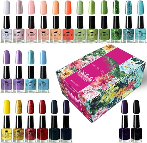 Oh La La Lacquer Ensemble de Vernis à Ongles - Collection de Luxe de 24 Couleurs Modernes (12 ml chacune) Longue Tenue, Séchage Rapide, Hautement...