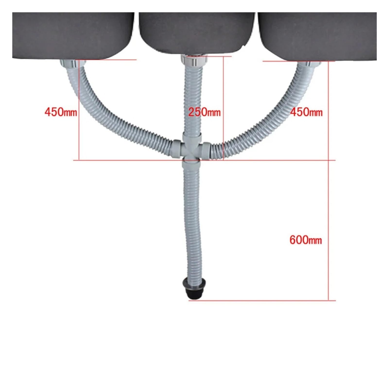 Set di tubi scarico a tripla uscita Tubazione collegamento for lavello da cucina in plastica flessibile GM032C004
