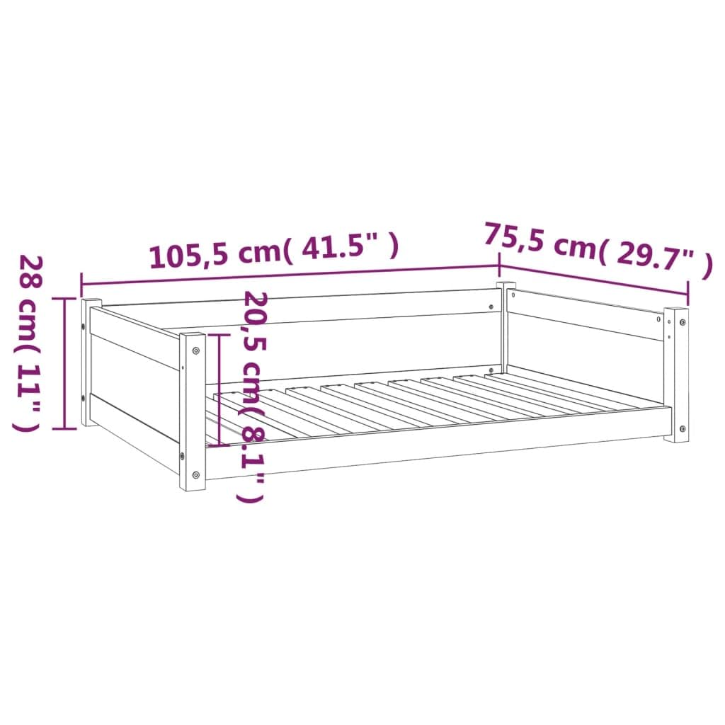 Mangloder - Cuccia per cani in legno massello di pino con pareti laterali, 105,5 x 75,5 x 28 cm, cuscino per cani, cuscino per animali domestici, per cuccioli, interni ed esterni, antiscivolo