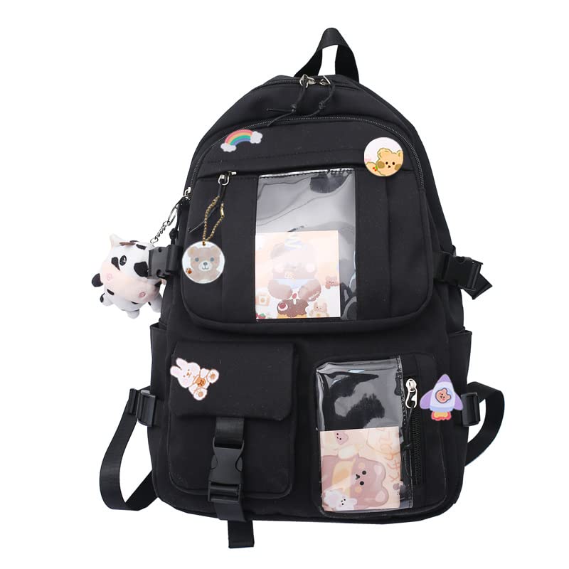 HORHEAR Mochila Kawaii con Lindos Pines Accesorios Alfileres Colgante de Animal de Peluche Kawaii y...