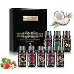 MAYJAM Fruity Fragrance Oil Set 8 x 10ML, Essential Oils Set for Diffuser - Aromatherapy, DIY - Mango, Passion Fruit, Strawberry, Watermelon, Coconut, Pineapple, Banana, Grape