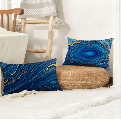 Housse coussin 50x70 bleu velours imperméable lot de 2 - 5