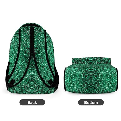 Beautiful Emerald Green Glitter Sparkles Cute Backpack Travel Daypack Lightweight Back Pack with Pockets4