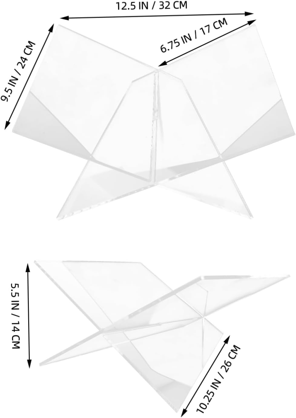 OUNONA Acrylic Book Holder Stand for Cookbooks and Bibles X-Shaped Display Stand Open Design Portable Reading Accessory for Home and Kitchen