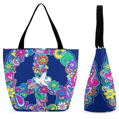 Sac à main pour femme Paix Et Amour sac à bandoulière de shopping 28.5x18x32.5cm